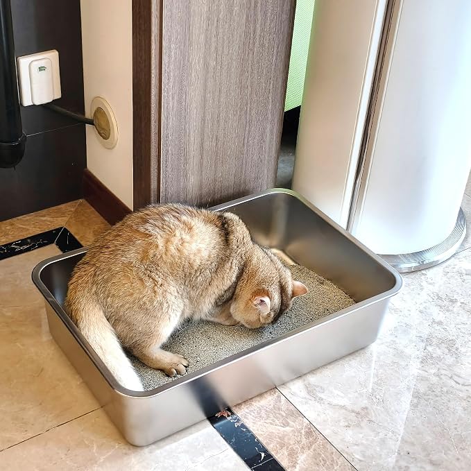 Stainless Steel Litter Box XL 2Pcs, XLarge Metal Cat Litter Box, Cat LitterBox - Image 7
