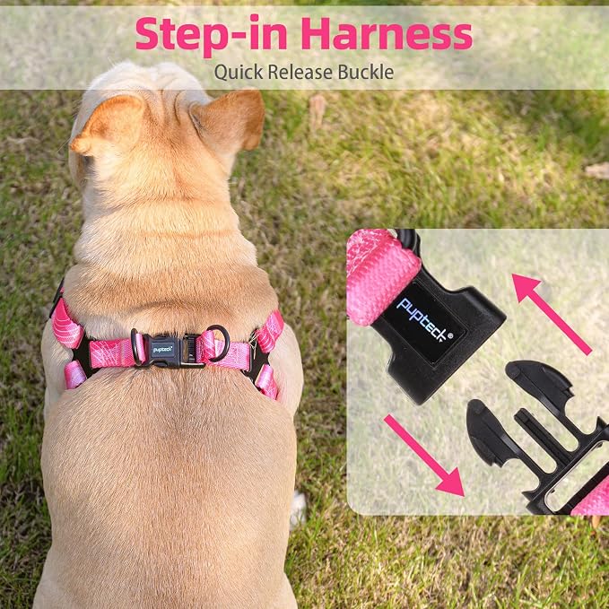 PUPTECK No Pull Dog Harness Soft Adjustable Basic Nylon Step in Puppy Vest - Image 5