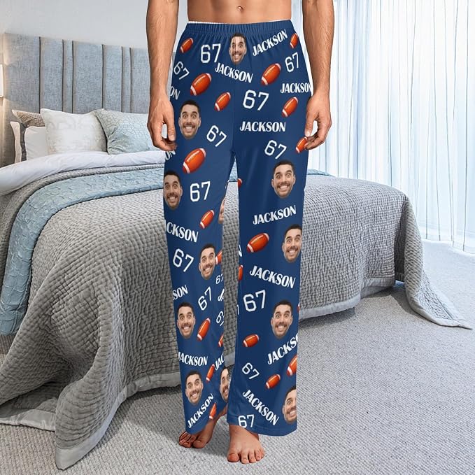 Custom Pajama Pants for Women Men, Personalized 67 Name Photo PJ Family Six - Image 3