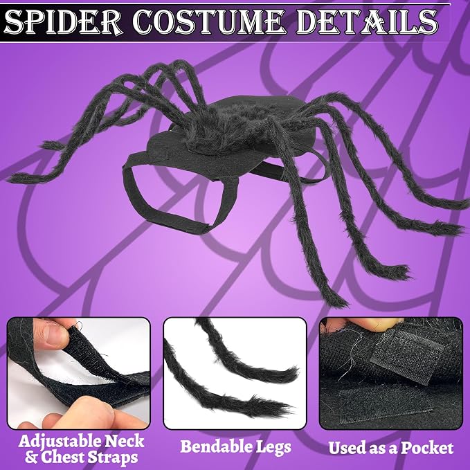 Dogs Halloween Spider Costume for Small Medium Large Dogs, Scary Spider Cosplay - Image 2