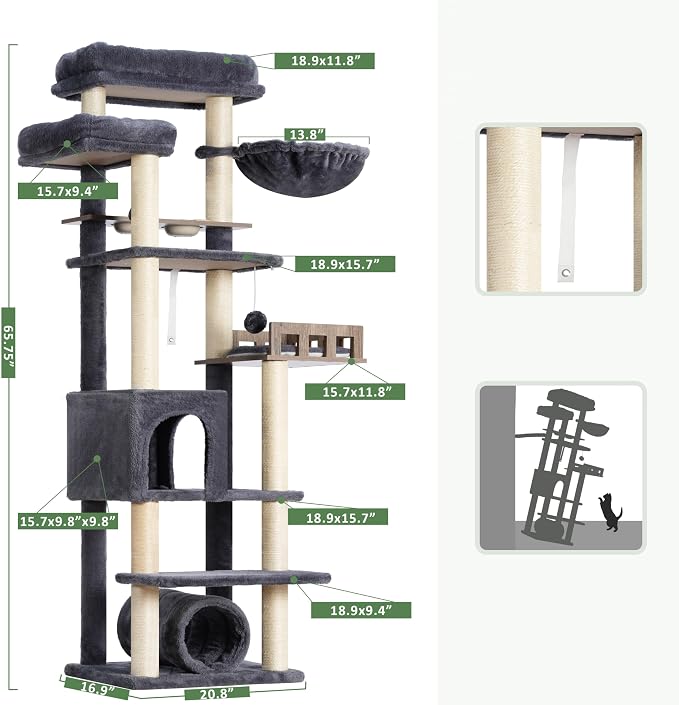 Cat Tree with Tunnel, Cat Tower - Image 3