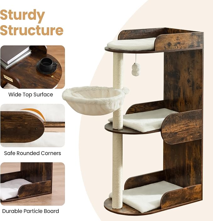 Modern Wood Cat Tree Tower for Indoor Large Cats, Cat Scratching Posts - Image 7