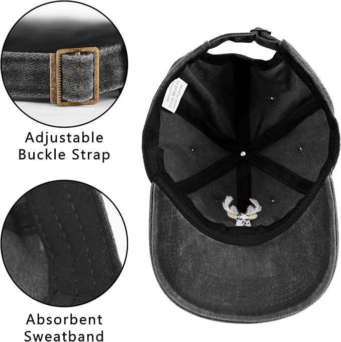 Embroidered Baseball Cap Adjustable Vintage Washed Distressed Denim Baseball Hat - Image 4