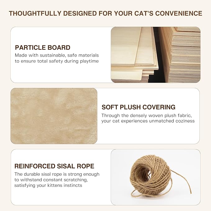 Cat Wall Shelves, Wall Mounted Pet Shelf Furniture w/Plush Fabric, Cats - Image 7