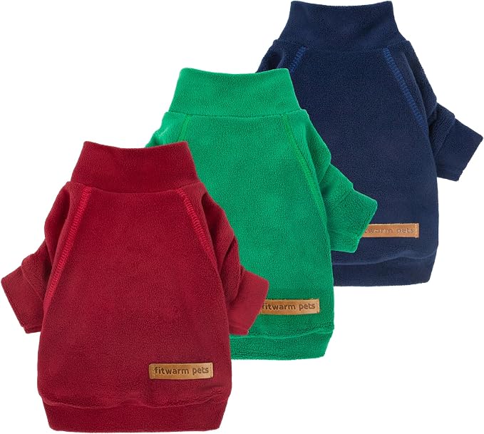 Fitwarm 3 Pack Classic Fleece Dog Sweater, Christmas Dog Winter Clothes by Fitwarm