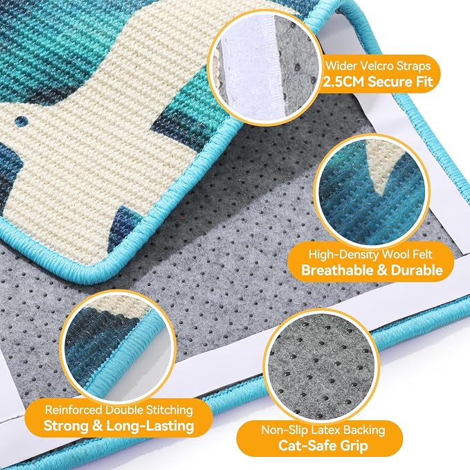 3-in-1 Sisal Cat Scratcher Mat 23.6x15.7'' Protects Carpet Couch & Furniture - Image 3