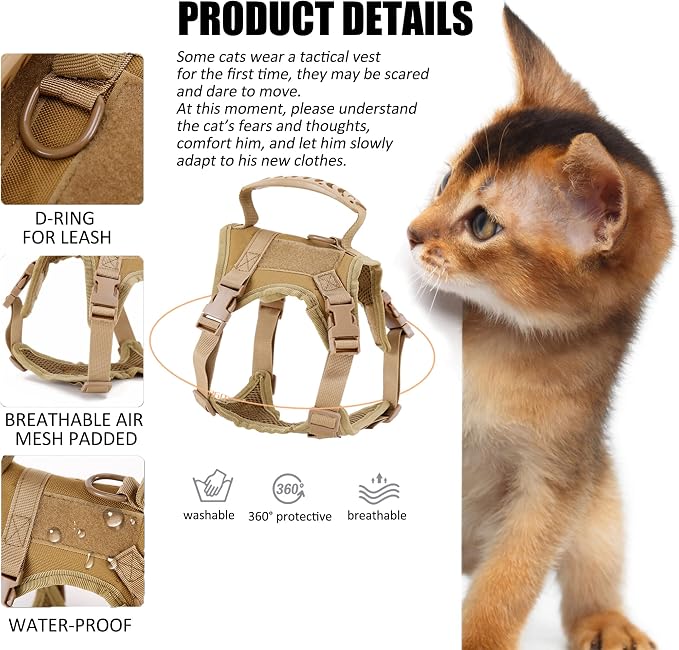 AIWAI Tactical Cat Harness for Walking Escape Proof, Adjustable Pet Vest Harness - Image 7