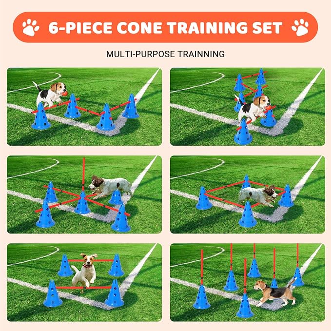 PlayfulPals Dog Agile Hurdle Cone Set- 12 Cones & 6 Adjustable Hurdles - Image 4
