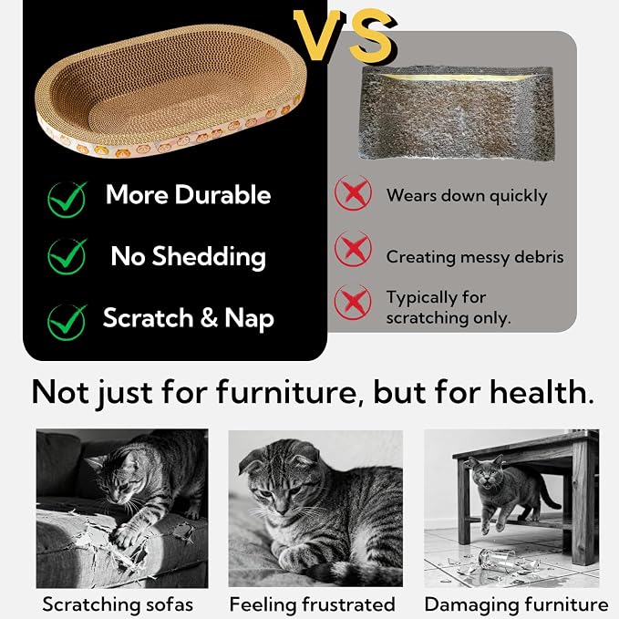3 Pack Large Cat Scratcher Cardboard, Oval Cat Scratcher Bed Cat Scratch Pad - Image 5