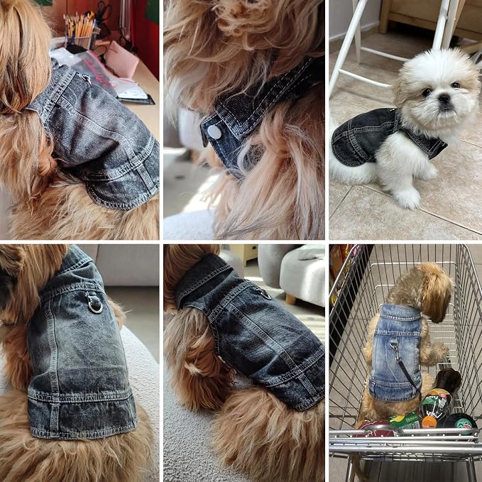 Puppy Clothes for Small Dogs Boy, Classic Western Denim Dog Coat, Dog Jeans - Image 4