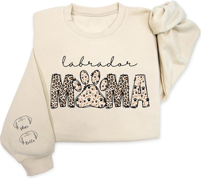 Personalized Dog Breed Mama Sweatshirt, Custom Paw Print Sweater, Cozy Pet by Unknown