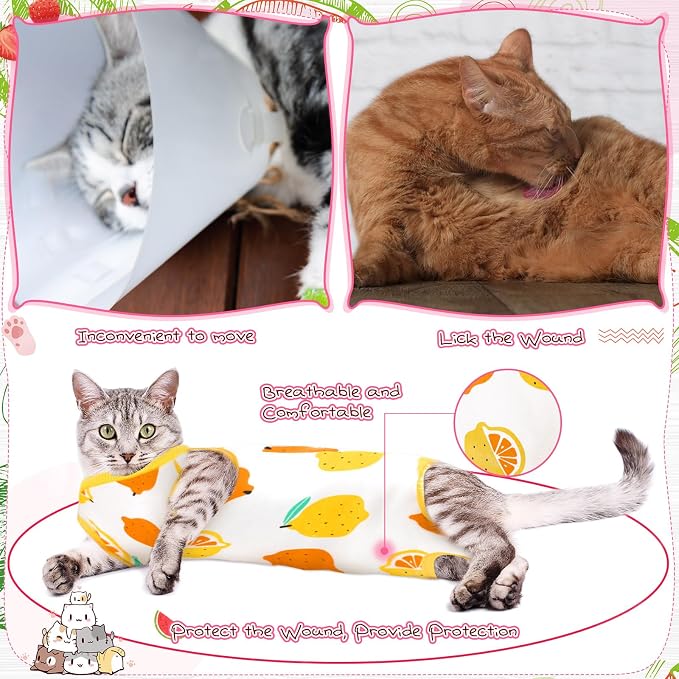 Nuanchu 3 Pieces Cat Recovery Suit Kitten Recovery Suit E-Collar Alternative - Image 6