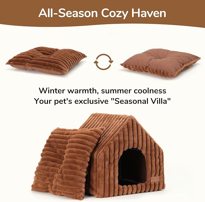 FUKUMARU Cat Houses for Indoor Cats, Washable Cute Cat Bed Cave - Image 3