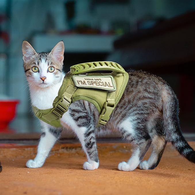AIWAI Tactical Cat Harness for Walking Escape Proof, Adjustable Pet Vest Harness - Image 3