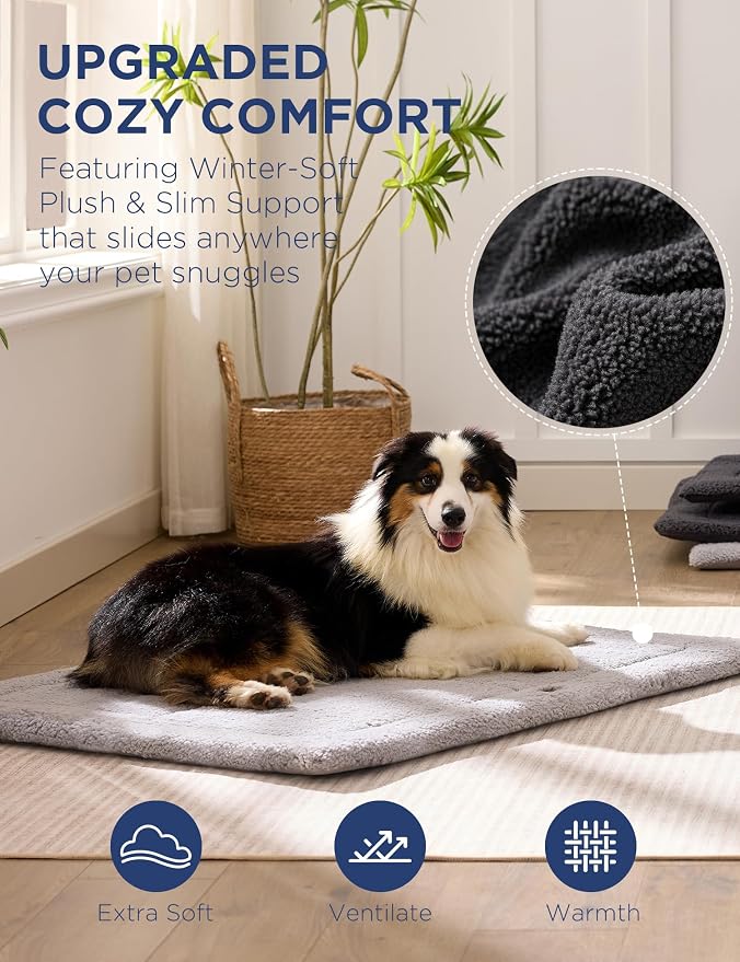 Joydeco Low Profile Dog Crate Mat Reversible Bed Pad, Washable Dog Pad Mat - Image 2
