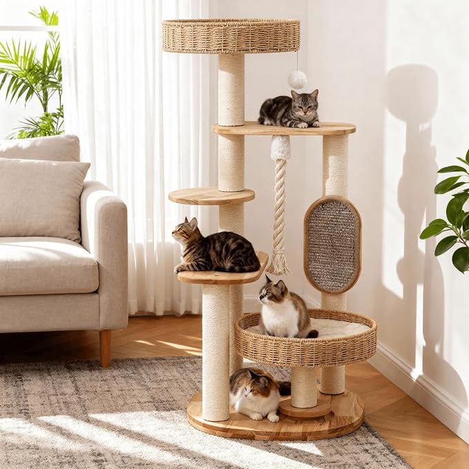 Wooden Cat Tree for Large Cat, Tall Cat Tower - Image 7