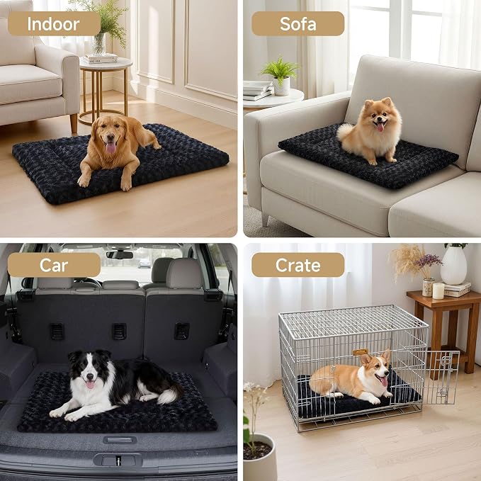 Washable Dog Bed Mat Soft Dog Crate Pad Fluffy Pet Kennel Beds Sleeping Mattress - Image 2