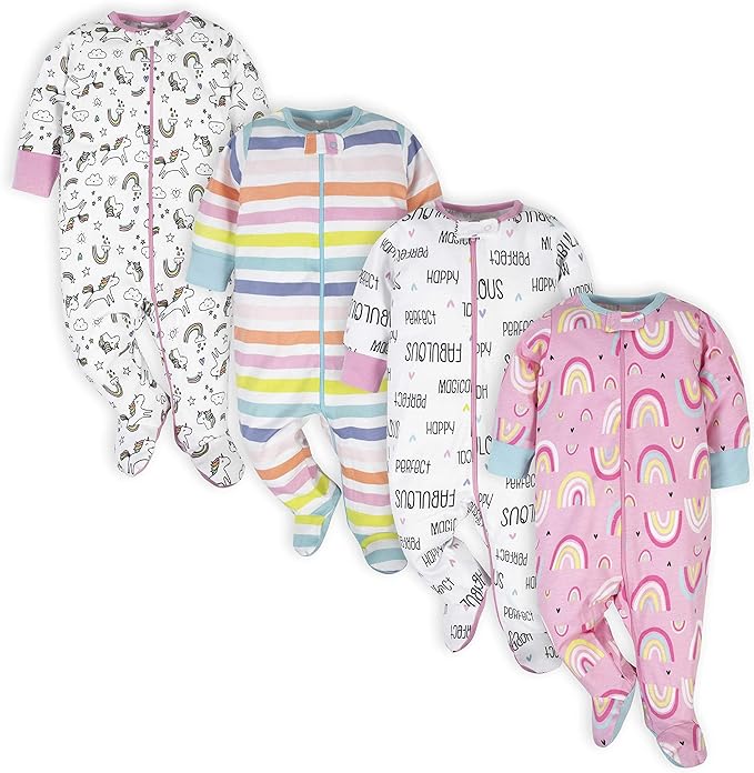 Onesies Brand Baby Girls' 4-pack Sleep 'N Play Footies Multi Pack by OnesiesBrand