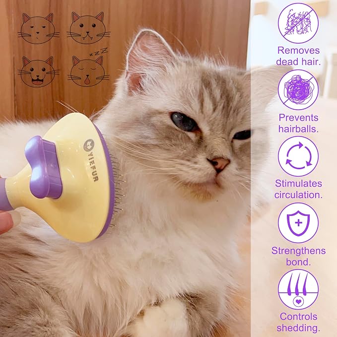 Cat Brush for Grooming and Shedding, Self-Cleaning Silicone Brush for Short and - Image 5