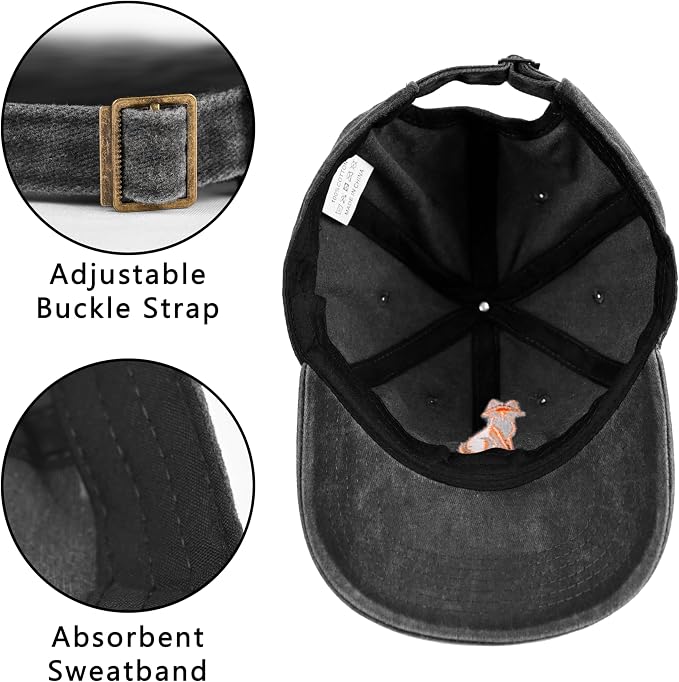 Embroidered Baseball Cap Adjustable Vintage Washed Distressed Denim Baseball Hat - Image 4