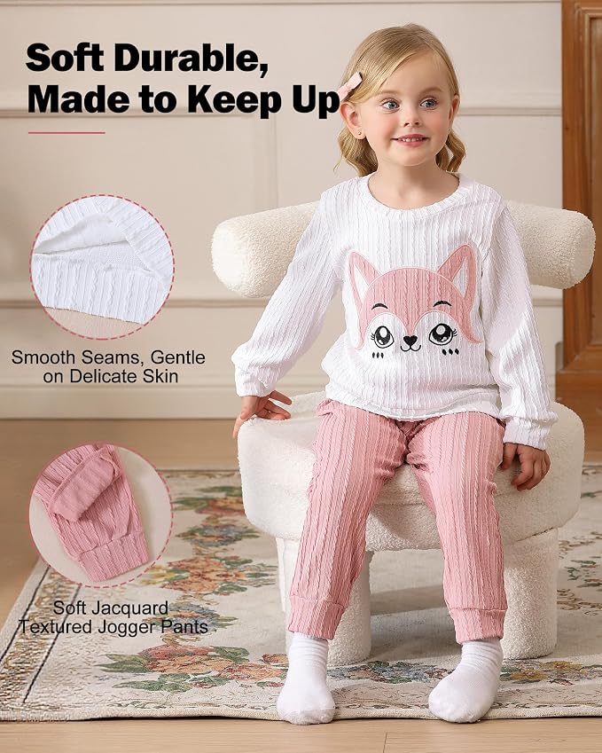 Jecson Toddler Girl Fall Clothes: Soft Outfits Set Embroidered Knit Top & - Image 4