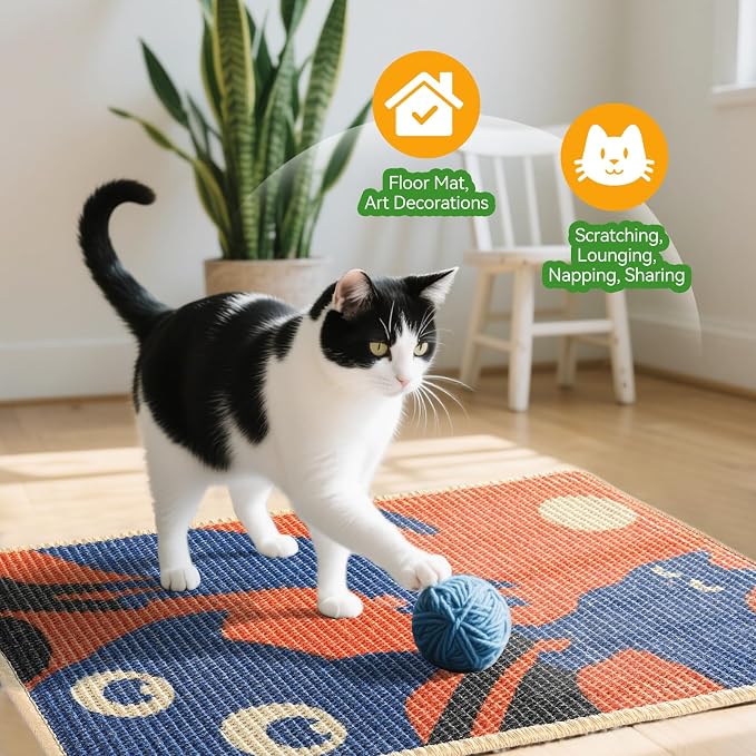 3-in-1 Sisal Cat Scratcher Mat 23.6x15.7'' Protects Carpet Couch & Furniture - Image 7