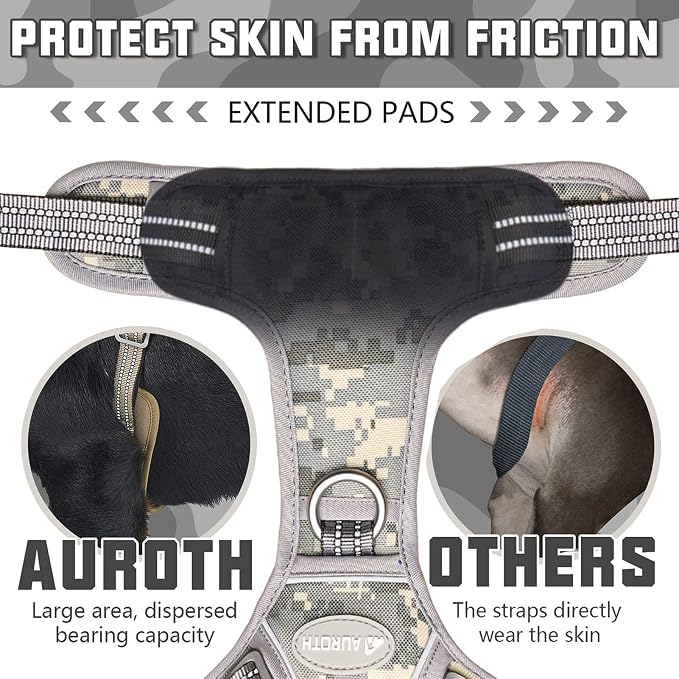 Auroth Tactical Dog Training Harness No Pulling Front Clip Leash Adhesion - Image 4