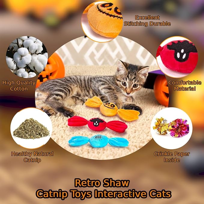 Retro Shaw Cat Toys, Kitty Bundle Candy Catnip Toys - Image 2