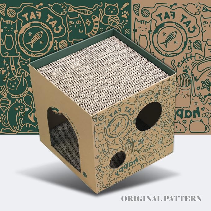 Cardboard Cat House with 2 Story Scratch Pads - Image 5