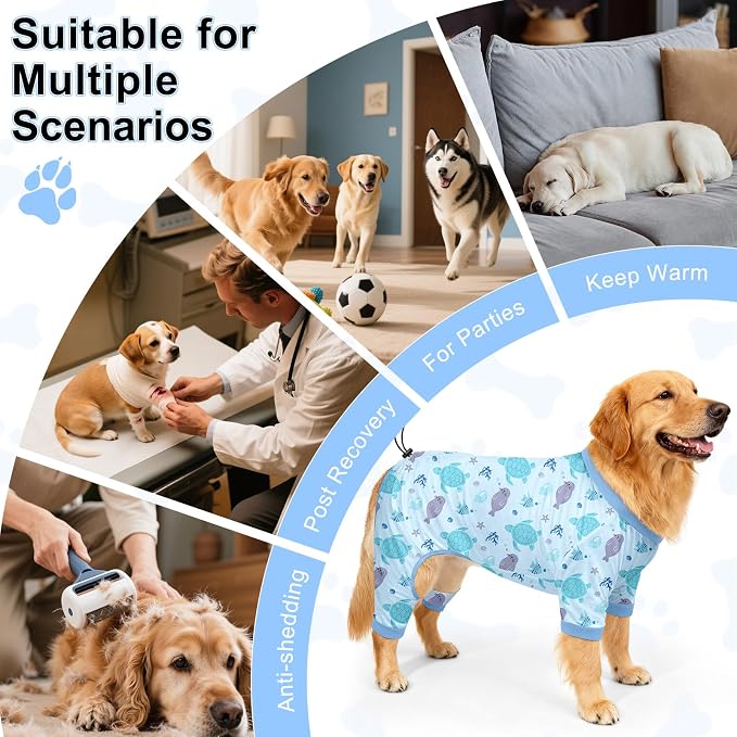 Bienbee Dog Pajamas, 4 Pack Dog Recovery Suit Shedding Suit Cute Soft Puppy - Image 7