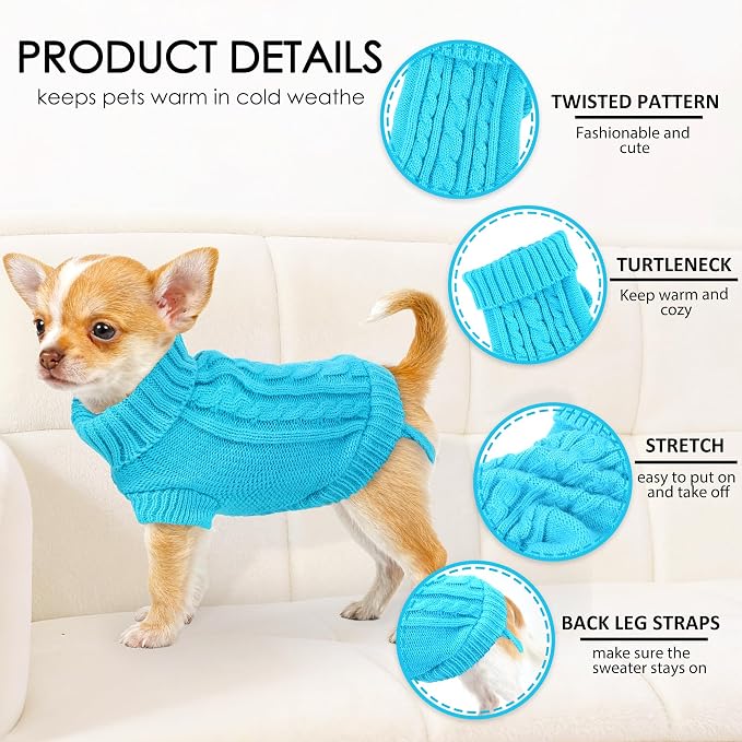 2 Pieces Xxs Dog Sweater Chihuahua Clothes Dog sweaters - Image 2