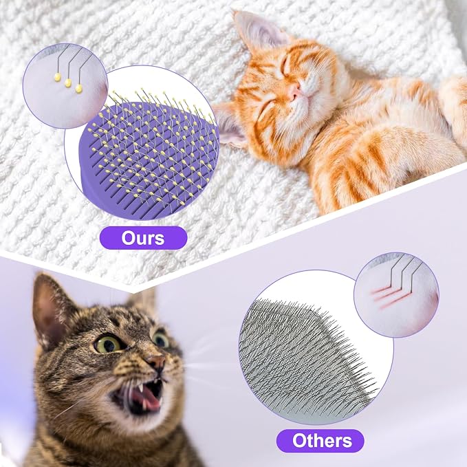 Cat Brush for Grooming and Shedding, Self-Cleaning Silicone Brush for Short and - Image 3