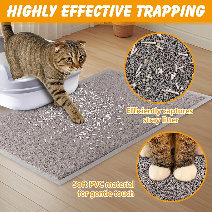 Cat Litter Mat, 35.5x23.6 in Litters Box Mat Waterproof Non-Slip Easy to Clean - Image 4