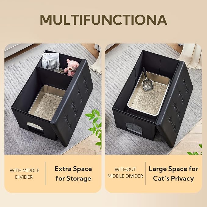 MEEXPAWS Cat Litter Box Enclosure Furniture Hidden, Cat Washroom Bench Storage - Image 3