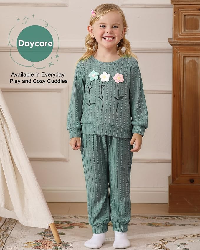 Jecson Toddler Girl Fall Clothes: Soft Outfits Set Embroidered Knit Top & - Image 2