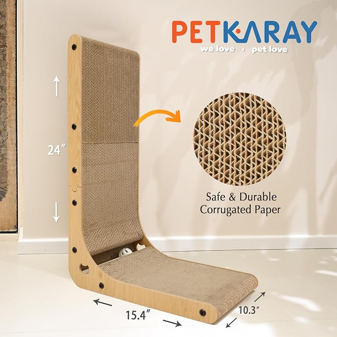 PETKARAY Cat Scratcher, Cat Scratching Board, L Shape Cat Scratch Pad - Image 2