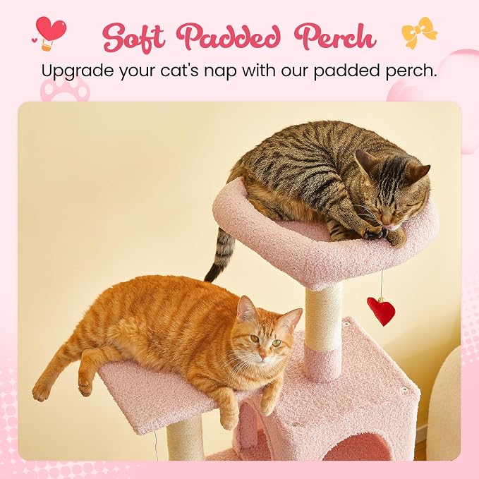 MWPO Cute Cat Tree, 63.8-Inch Pink Cat Tower - Image 5