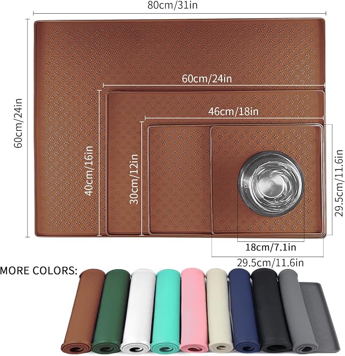 Ptlom Pet Placemat for Dog and Cat, Waterproof Silicone Pet Feeding Bowl Mats - Image 2