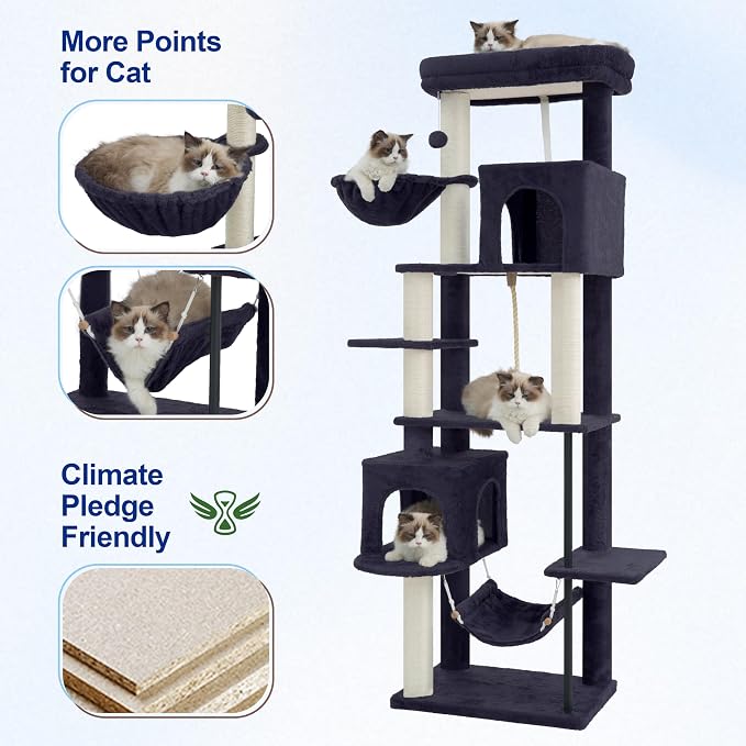 Cat Tree for Indoor Cats Large Adult, 70.5'' Cat Tower - Image 5