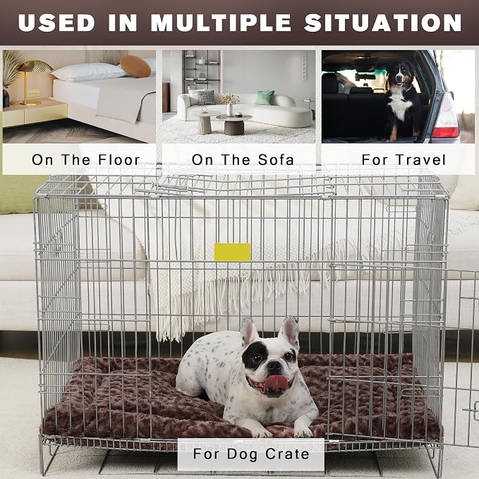Washable Dog Bed Mat Soft Dog Crate Pad Fluffy Pet Kennel Beds Sleeping Mattress - Image 2