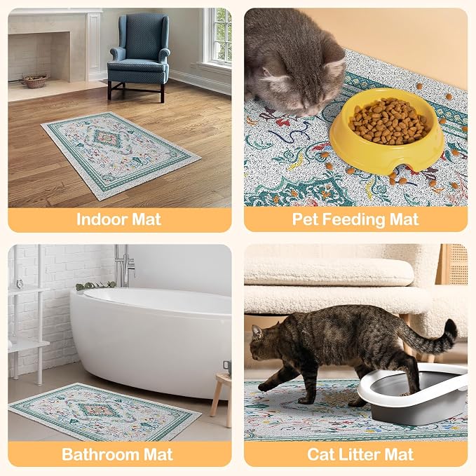 Glittme Cat Litter Mat with Non-Slip Bottom Litter Box Mat 24"X15" Litter - Image 4