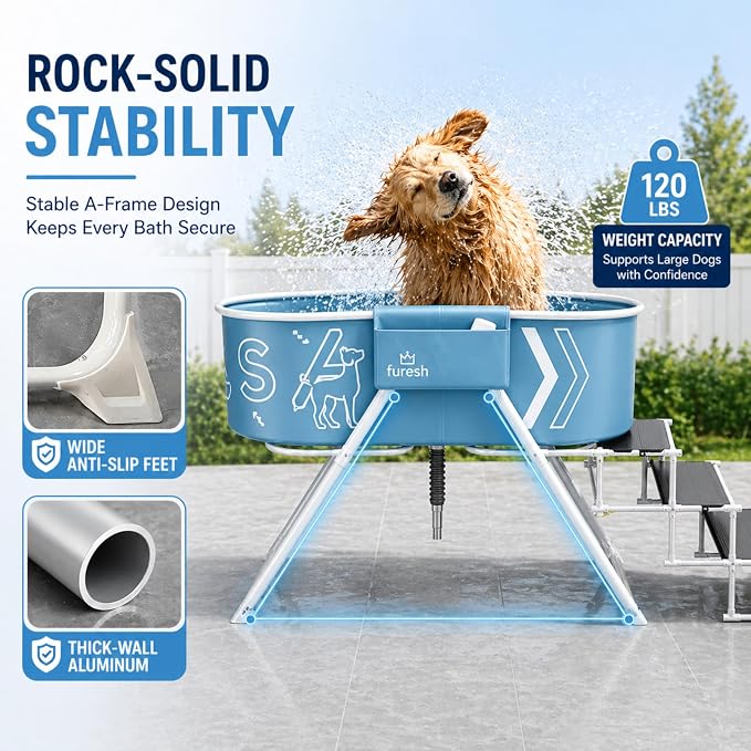 Furesh Foldable Dog Washing Station for Large Dogs with Stairs - Image 2