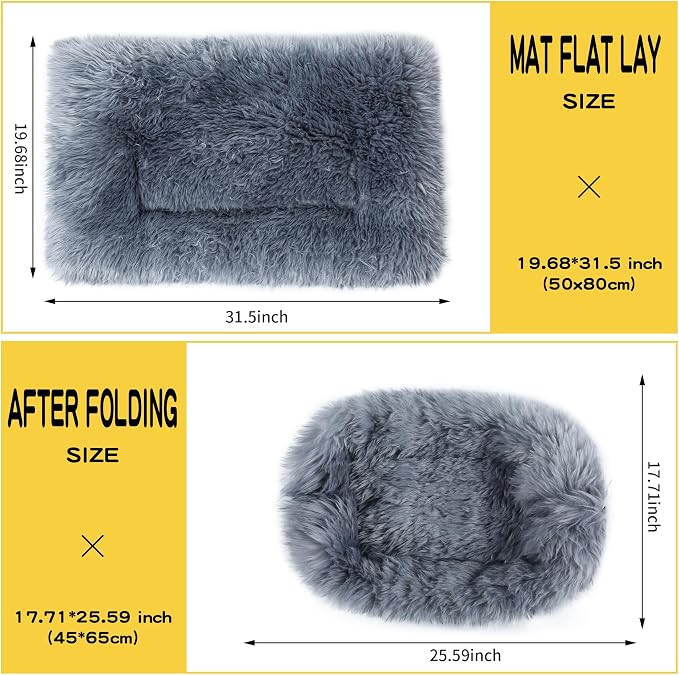 Self Warming Dog Cat Bed Mat 19.6x31.4 inch, Washable Soft Plush Faux Fur - Image 3