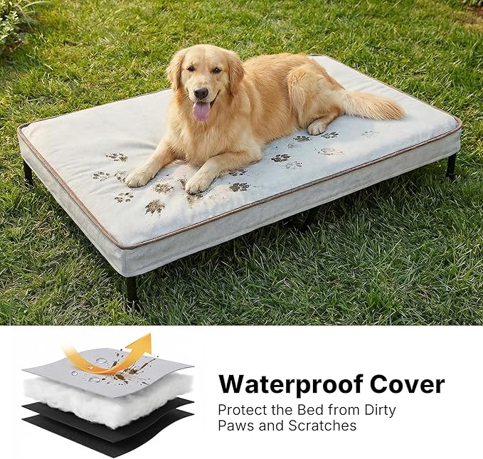 Veehoo Elevated Dog Bed with Waterproof Cushion Mat, Cooling Raised Dog Beds - Image 2