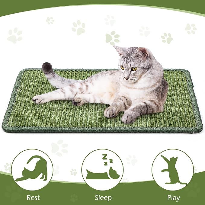 4 Pcs Cat Scratcher Mat Sisal Scratch Mats Horizontal Floor Scratching Pad Rug - Image 5
