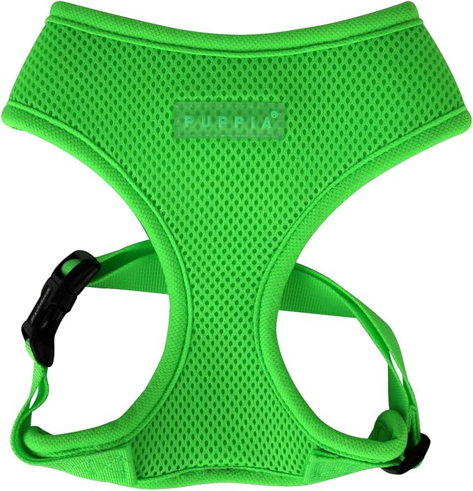 Puppia Soft Harness A XS Over-The-Head Soft Mesh Harness Neon Green by PUPPIA