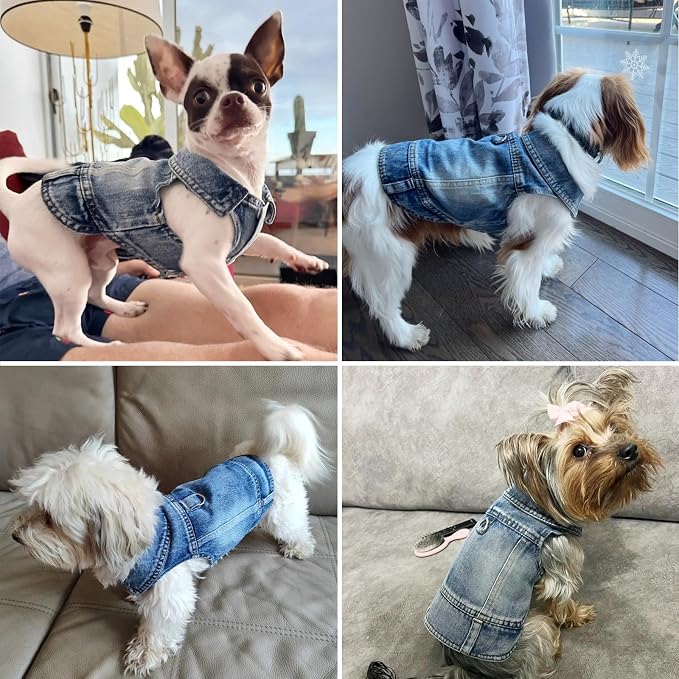 Puppy Clothes for Small Dogs Boy, Classic Western Denim Dog Coat, Dog Jeans - Image 6