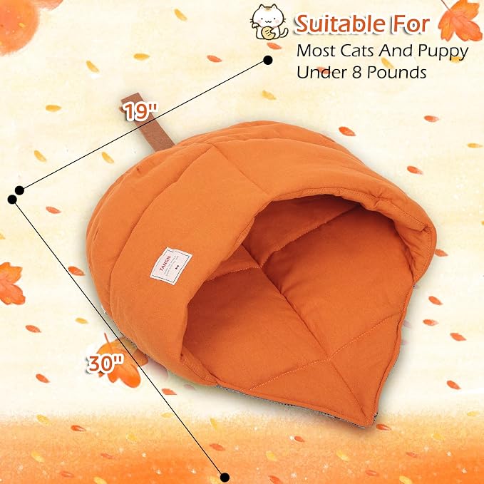 Cat Sleeping Bag, Cozy Cat Bed Cave Leaf Nest, Linen Fabric Pet Cuddle Zone - Image 4