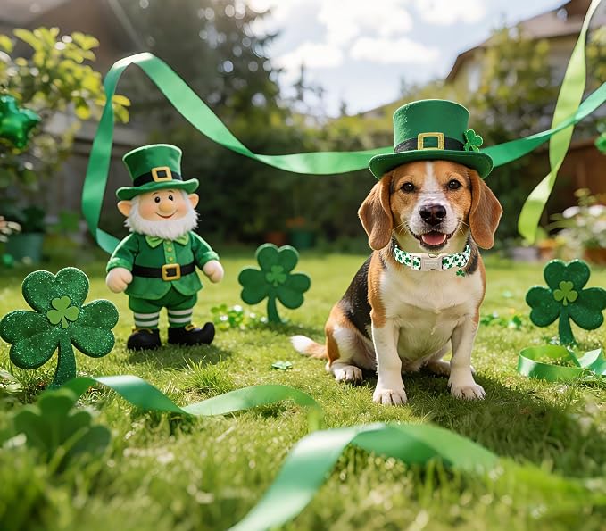 Lionet Paws St. Patrick Dog Collar- Cute Clover White Dog Collars - Image 4