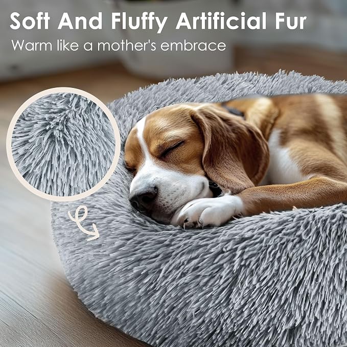 Hoewina Dog & Cat Bed for Indoor Cats, 20in Calming Donut Bed for Puppy and - Image 4